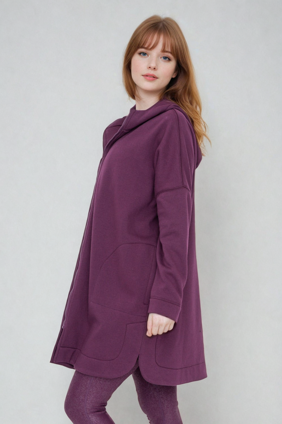 Cozy Comfort Zip Up Hoodie Jacket Burgundy