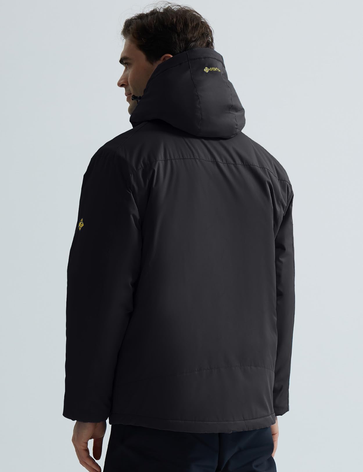 GEMYSE Men's Mountain Waterproof Ski Snow Jacket Winter Windproof Rain Jacket (Black,Small)