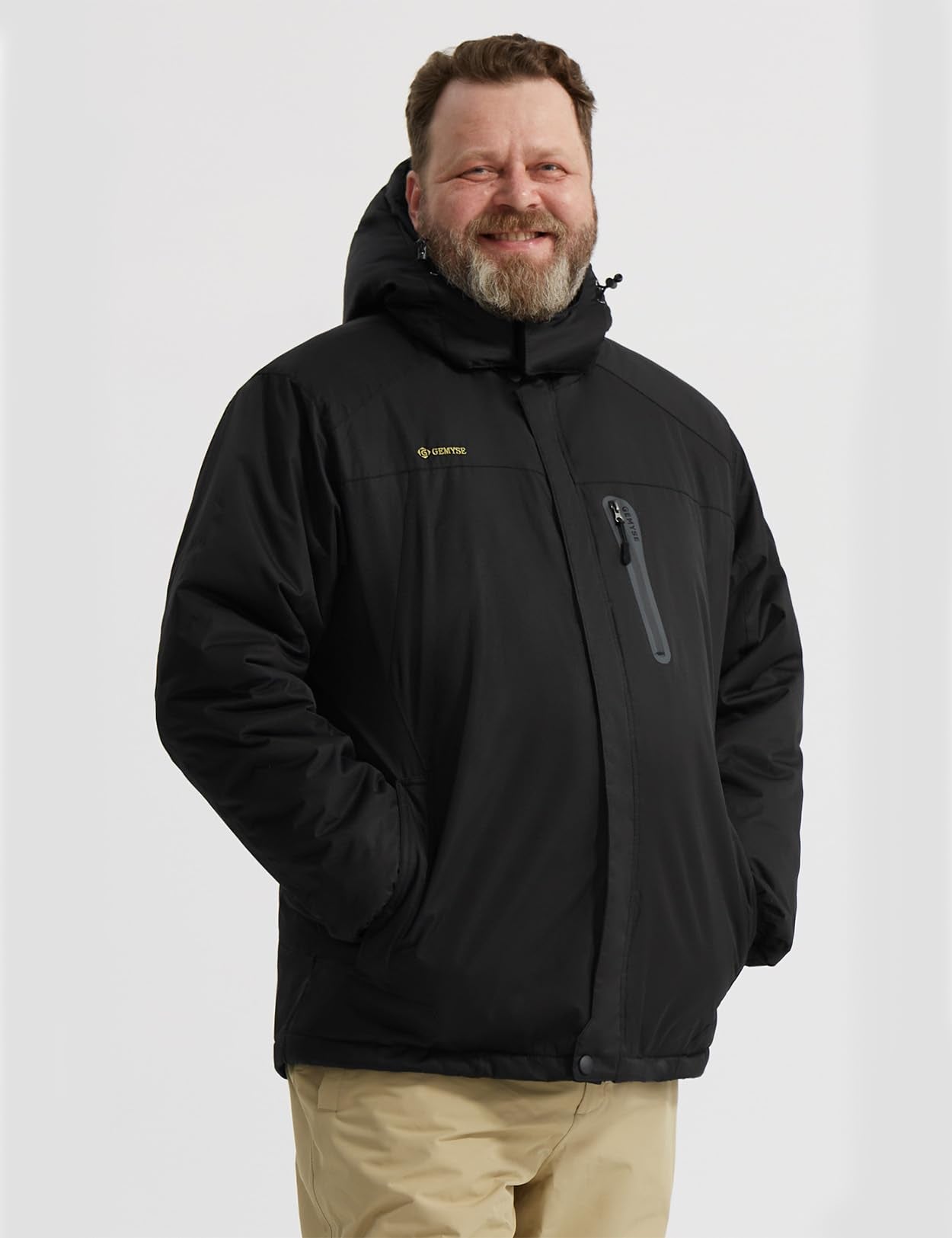 GEMYSE Men's Mountain Waterproof Ski Snow Jacket Winter Windproof Rain Jacket (Black,Small)
