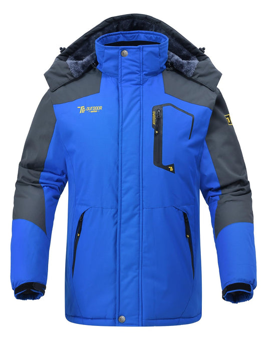 Rdruko Men's Winter Snow Jacket Coat Waterproof Windproof Insulated Ski Snowboard Fleece Jacket (Blue, US XL)