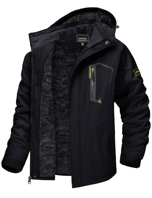 TACVASEN Winter Jacket for Men Fleece Jacket Ski Coat Snowboarding Warm Jacket Winter Parka for Men Hooded Water Resistant Rain Coat Tactical Jacket