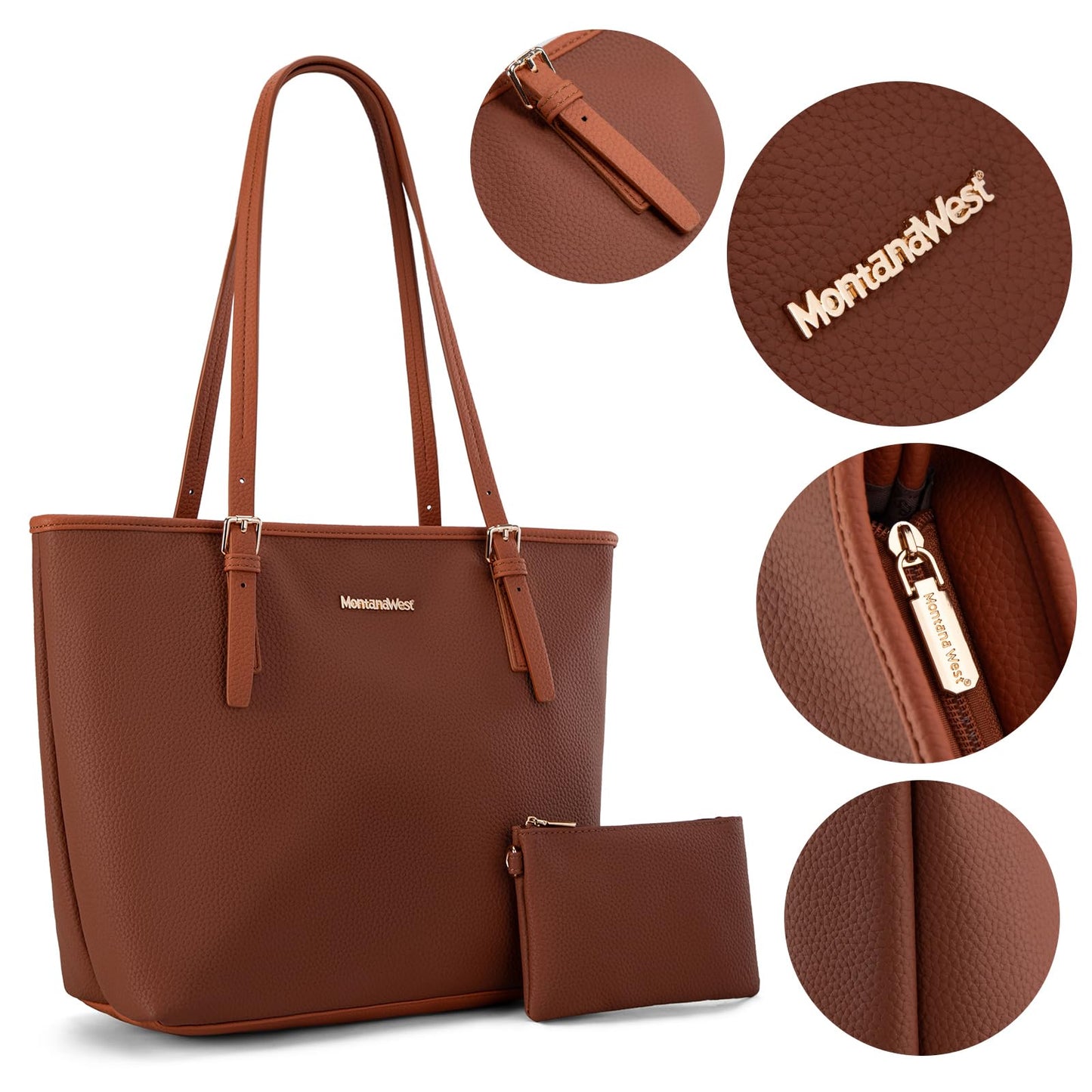 Montana West Women Tote Bag Large Leather Purses and Handbags for Women Top Handle Shoulder Satchel Hobo Bags MWC2-0282BR
