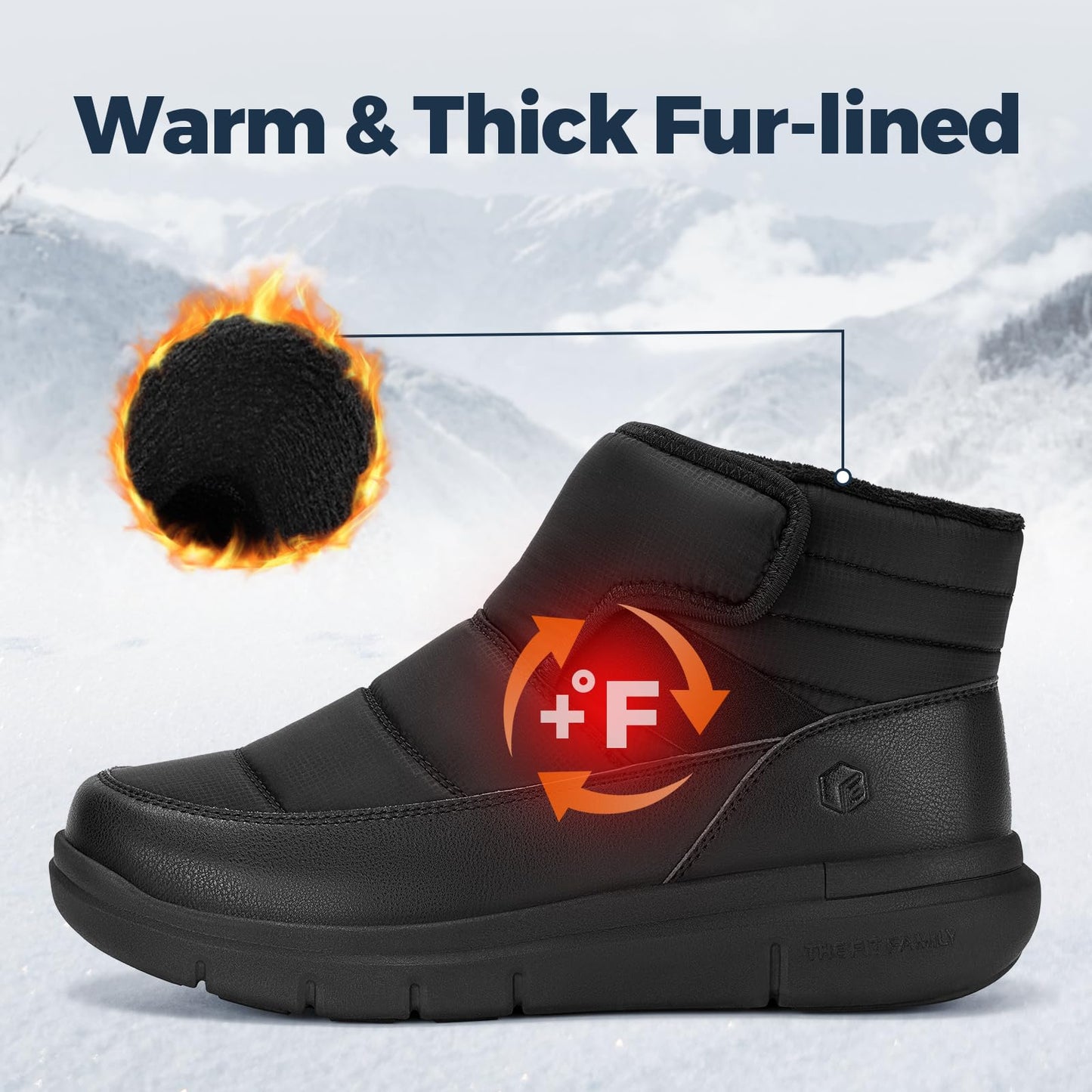 FitVille Mens Snow Boots Extra Wide Width Waterproof Winter Boots for Men Lightweight size 14 X-Wide Black