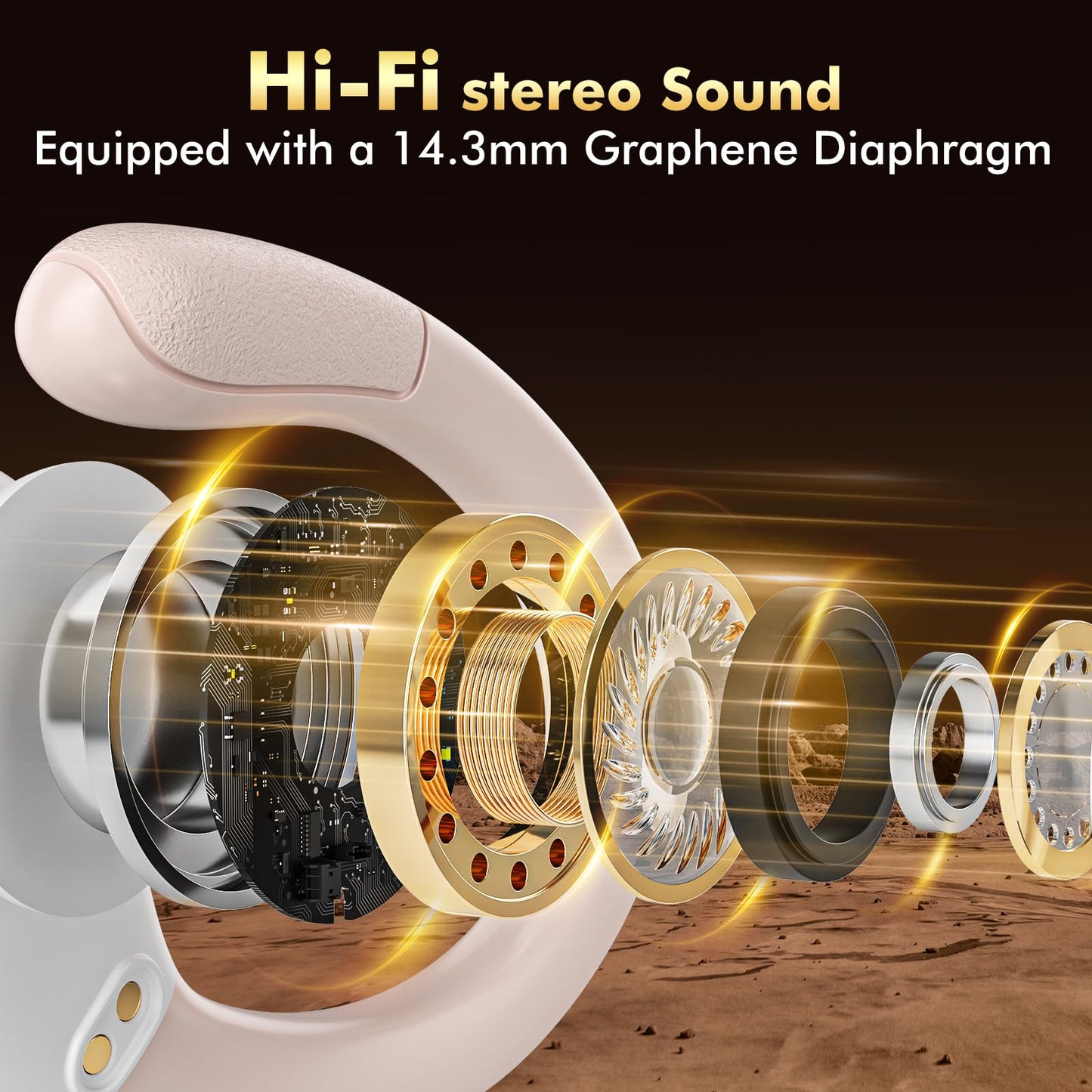HAOYUYAN Wireless Earbuds, Sports Bluetooth Headphones, 80Hrs Playtime Ear Buds with LED Power Display, Noise Canceling Headset, IPX7 Waterproof Earphones for Workout/Running (Rose Gold)