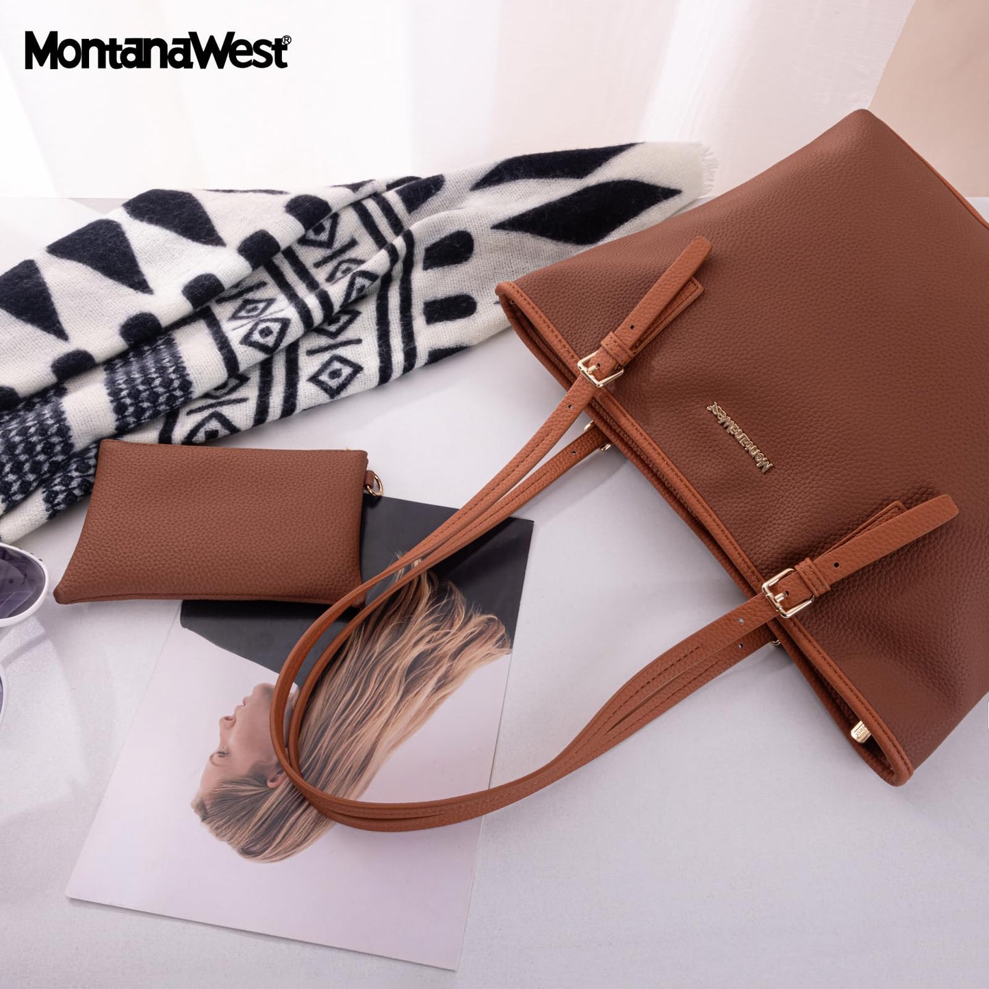 Montana West Women Tote Bag Large Leather Purses and Handbags for Women Top Handle Shoulder Satchel Hobo Bags MWC2-0282BR