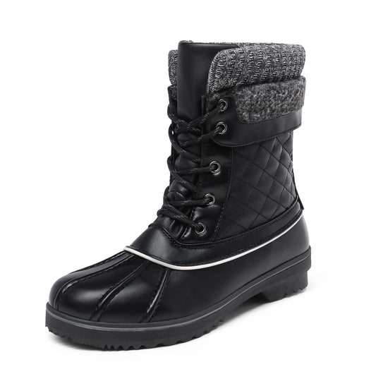 DREAM PAIRS Women's Snow Winter Boots Mid Calf Waterproof Duck Warm Outdoor Winter Boots Shoes,Size 9,Black,MONTE_01