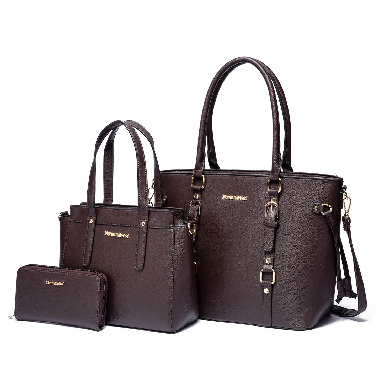 Montana West 3PCS Purses for Women Tote Bag and Wallet Set Shoulder Satchel Crossbody Bags Leather Handbag for Gift Travel Casual Work MWC3-C032WCF