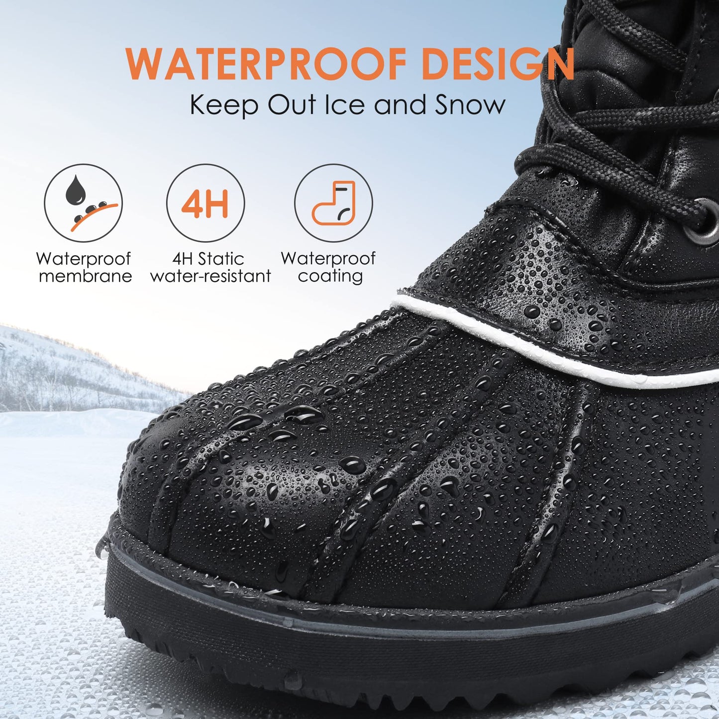 DREAM PAIRS Women's Snow Winter Boots Mid Calf Waterproof Duck Warm Outdoor Winter Boots Shoes,Size 9,Black,MONTE_01