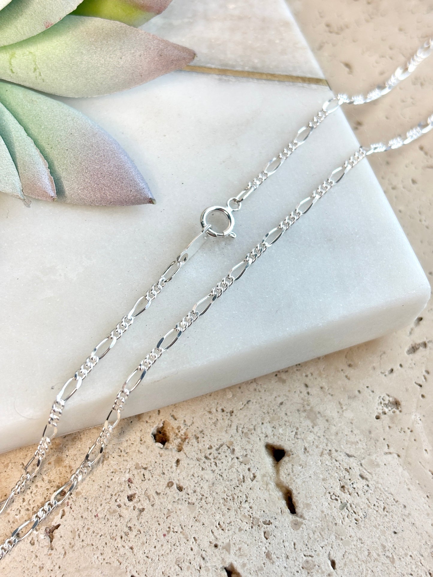 Sacred Heart Necklace in 925 Sterling Silver – Mexican Jewelry with 19” Figaro Chain, Collar de sagrado corazón de plata .925 plata mexicana