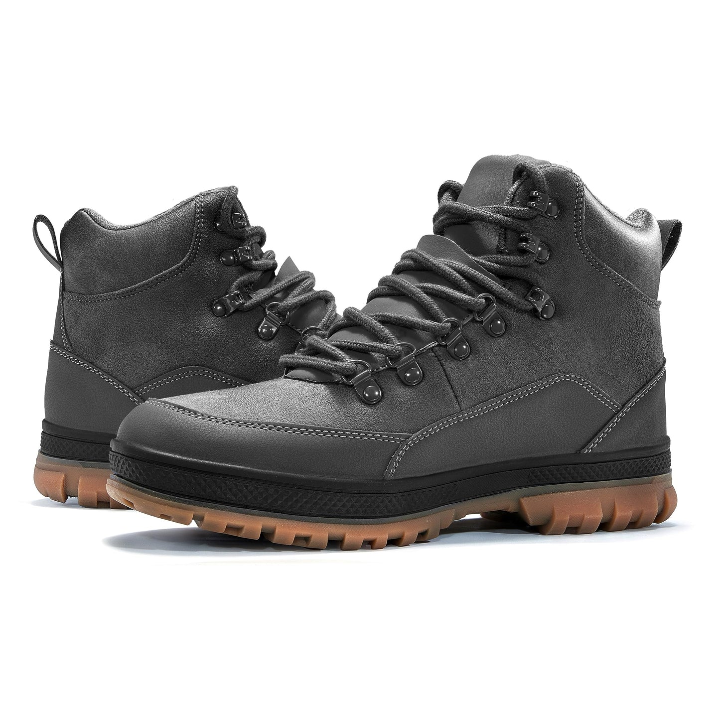 Wondamo Men's Snow Boots Lightweight Waterproof Winter Boots Fur Lined Anti-slip Cold Weather Shoes, Dark Grey, 8 US Men