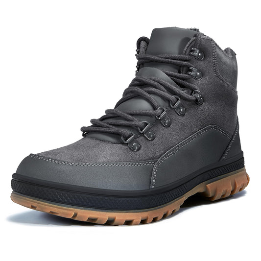 Wondamo Men's Snow Boots Lightweight Waterproof Winter Boots Fur Lined Anti-slip Cold Weather Shoes, Dark Grey, 8 US Men
