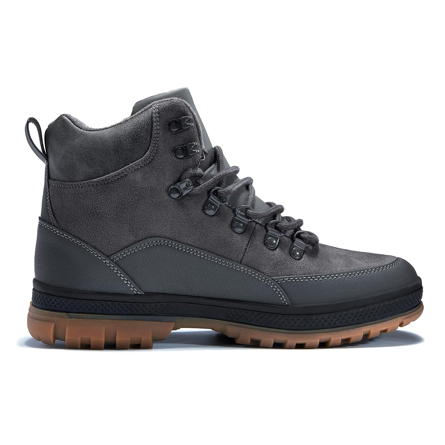 Wondamo Men's Snow Boots Lightweight Waterproof Winter Boots Fur Lined Anti-slip Cold Weather Shoes, Dark Grey, 8 US Men