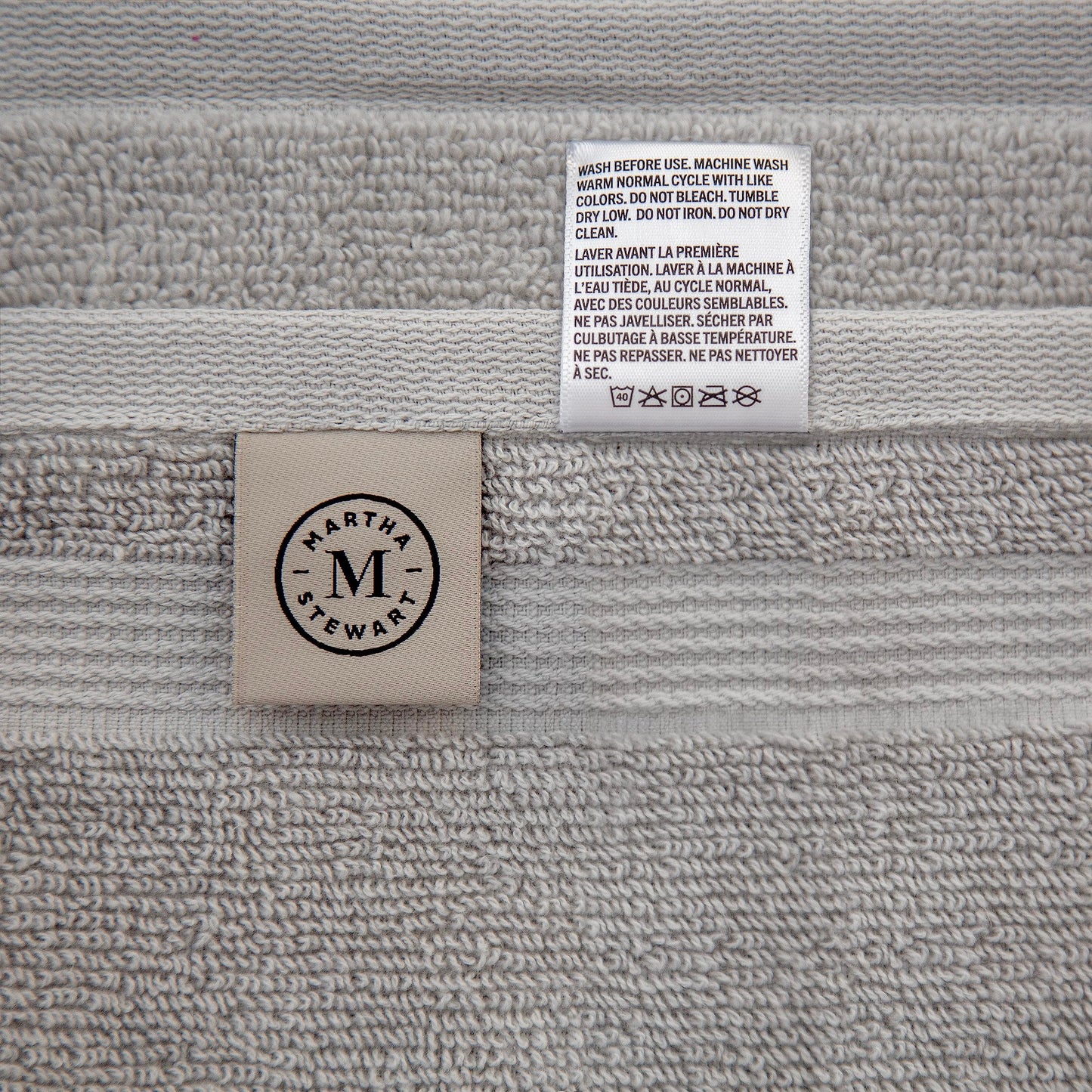 Martha Stewart 100% Cotton Bath Towels Set of 6 Piece, 2 Bath Towels, 2 Hand Towels, 2 Washcloths, Quick Dry Towels, Soft & Absorbent, Bathroom Essentials, Towel Sets for College Dorm, Textured Gray