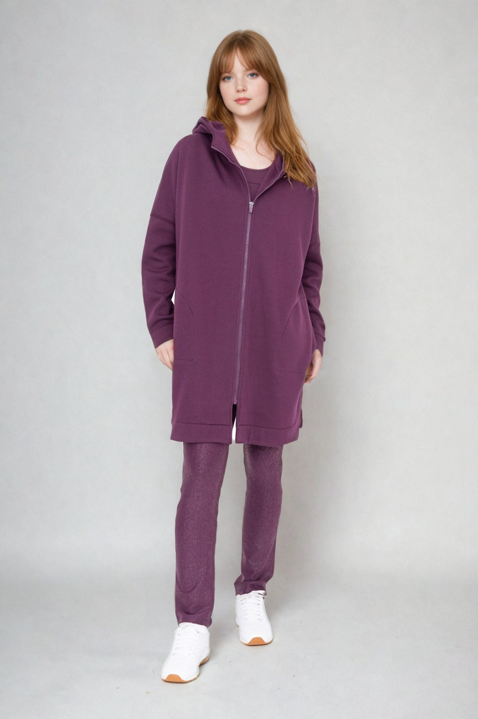 Cozy Comfort Zip Up Hoodie Jacket Burgundy