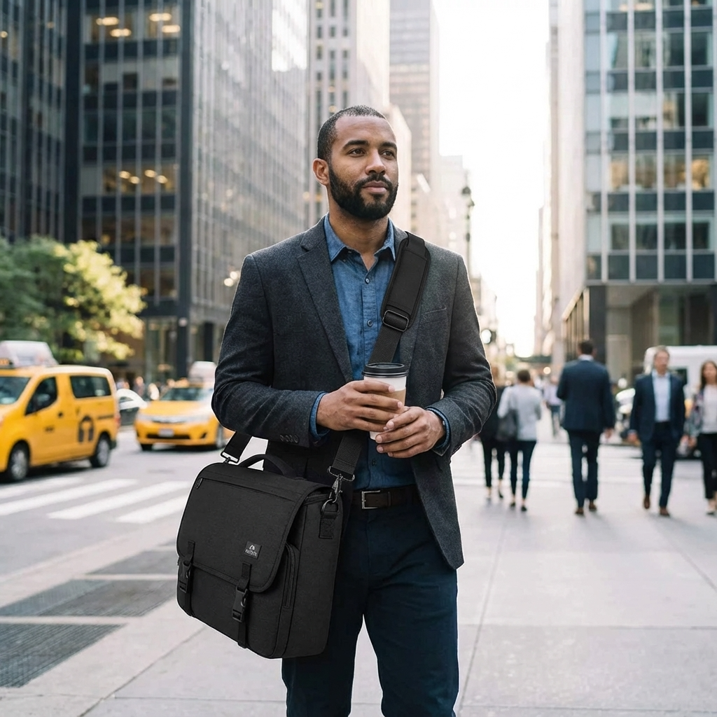 Nylon Messenger Bag – Water-Resistant 15.6″ Laptop Crossbody