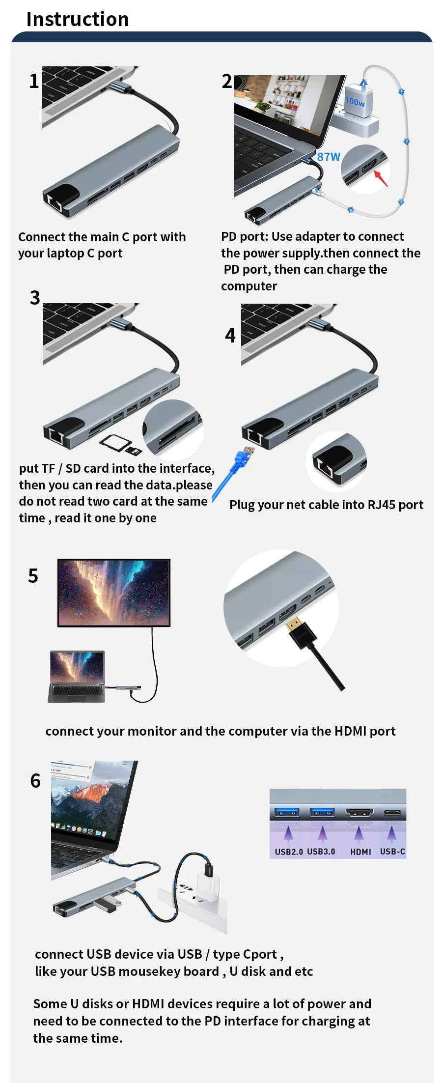 8 in 1 USB Docking Station Hub