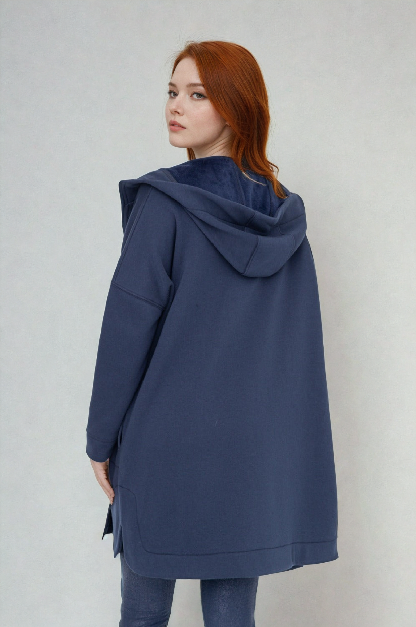 Cozy Comfort Zip Up Hoodie Jacket Teal Navy