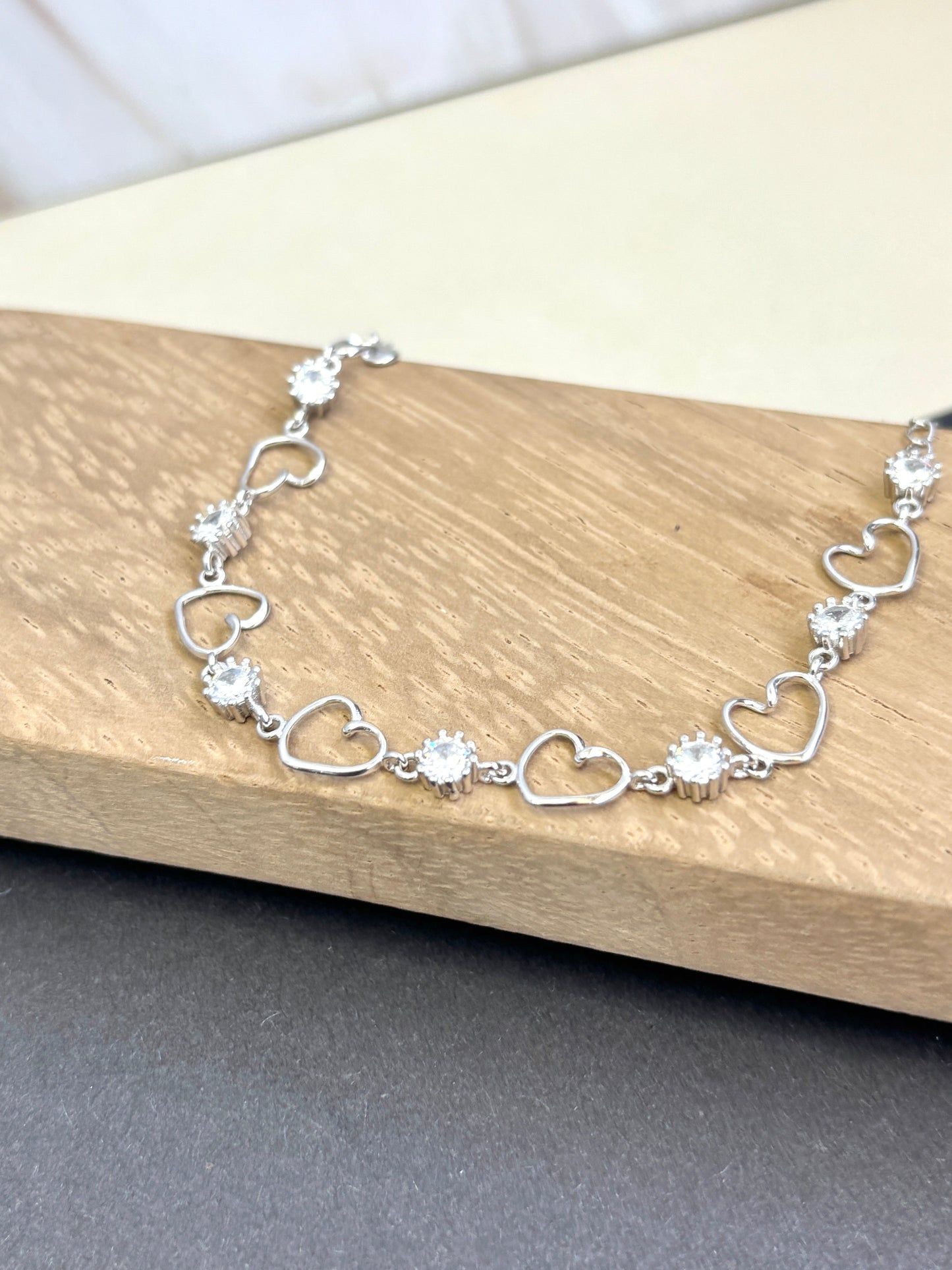 Sterling silver 925 open hearts bracelet | silver 925 link bracelet | Pulseras de plata 925 | pulseras de corazones para mujer