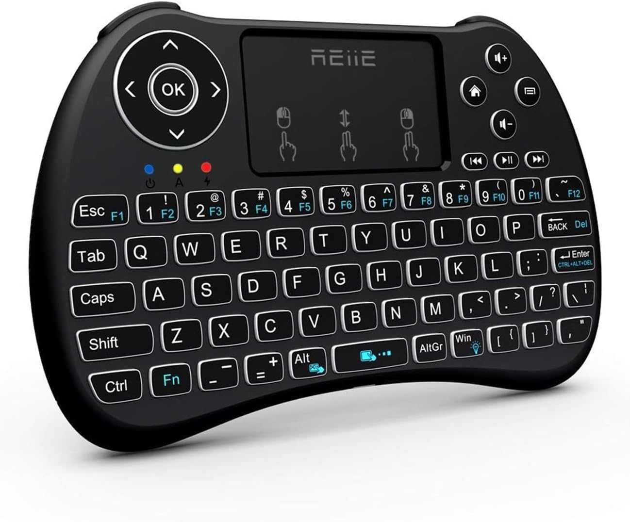 (Backlit Version)REIIE H9+ Mini Keyboard,2.4GHz Wireless Mini Handheld Smart TV Remote Keyboard with Touchpad for PC,Raspberry Pi 2, Pad, Smart TV, Android TV Box, Windows 7 8 10（Not Suport Bluetooth）