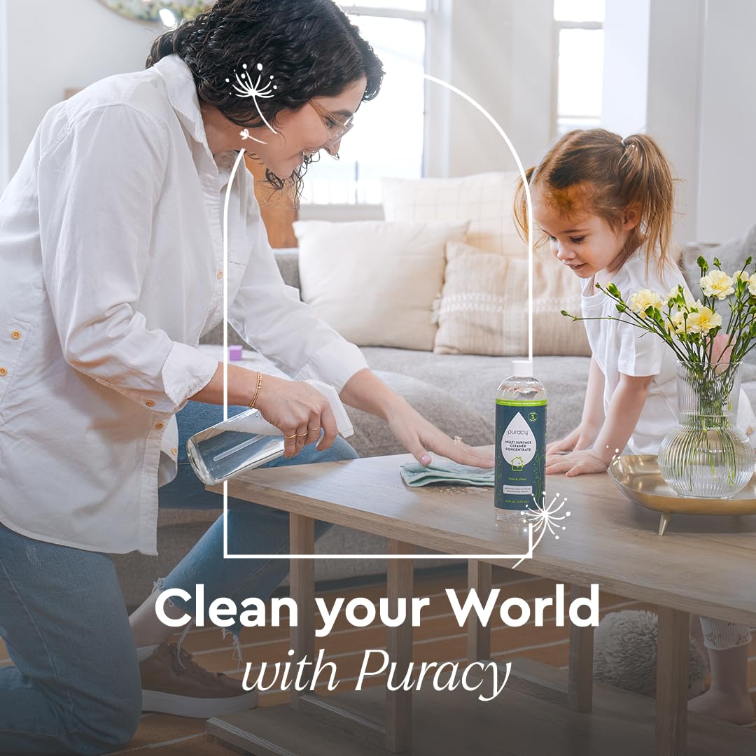 Puracy 99.9% Natural All Purpose Cleaner Concentrate - Makes 128oz Multi Purpose Cleaner - Green Tea & Lime - Surface Cleaner, Floor Cleaner, Kitchen, Cleaner, Bathroom Cleaner - Cleaning supplies