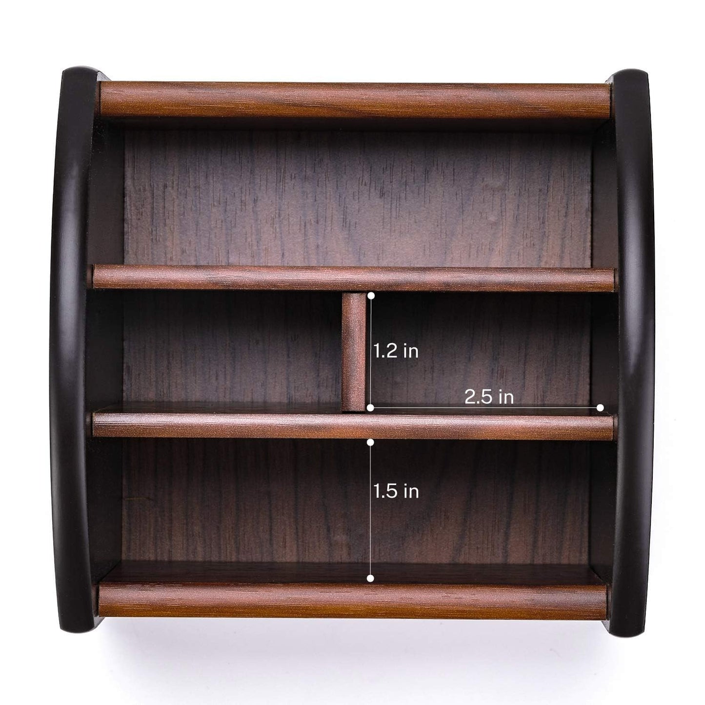 MaxGear Remote Control Holder Caddy, Wooden Desk Organizer with 4 Compartments, Multifunctional Storage for Remote Controls, TV & Office Supplies, Ideal for Tabletop