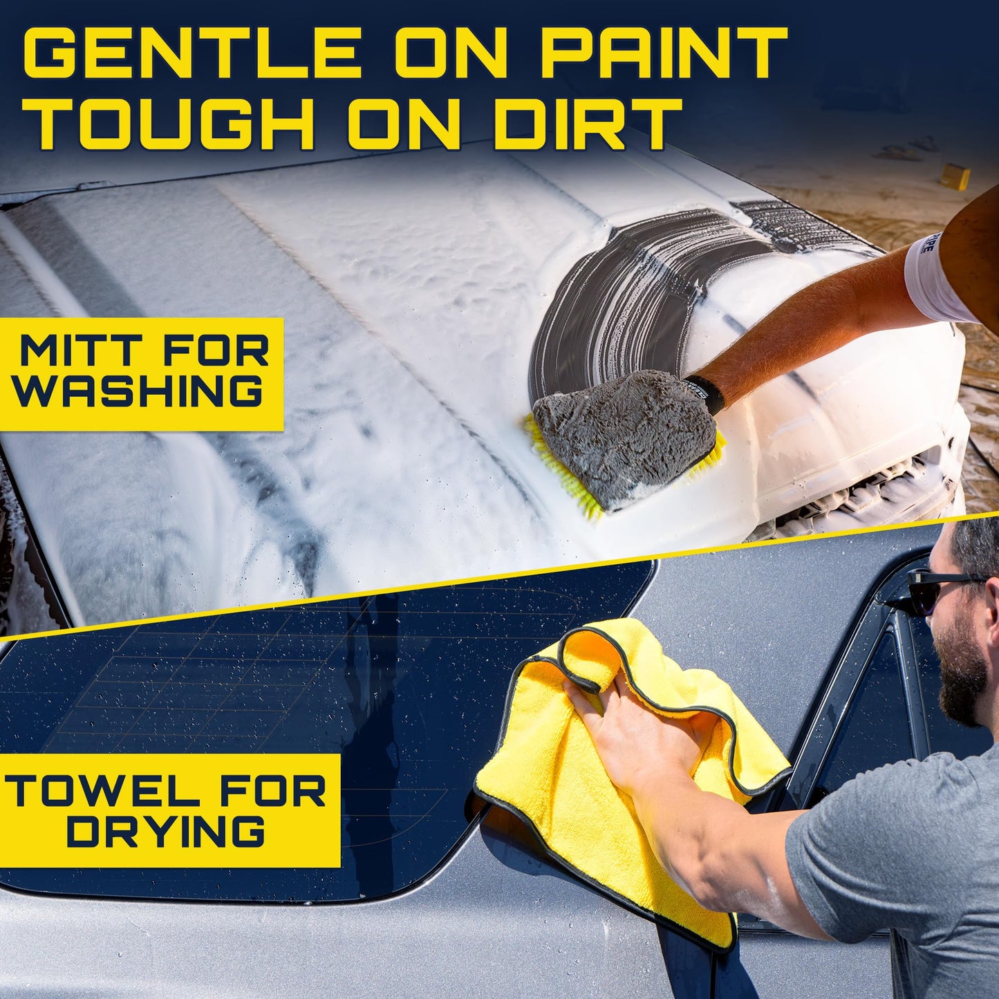 Clean Car USA Foam King™ Car Wash Foam Gun & Microfiber Mitt, Garden Hose Attachment for Scratch-Free Cleaning, Snow Foam Cannon Soap Sprayer, Auto Detailing Kit for Cars, Trucks & More