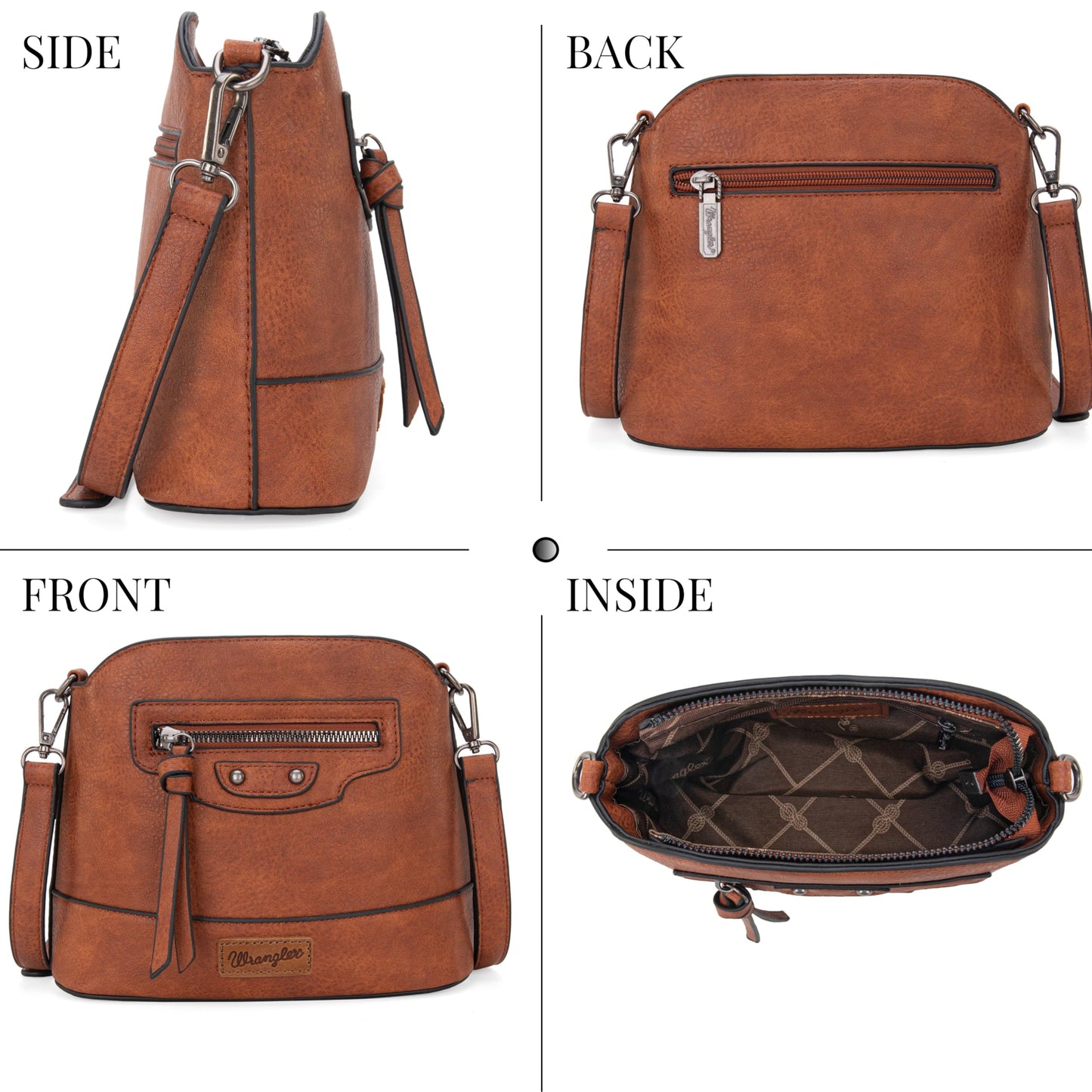 Wrangler Small Crossbody Bags for Women Shoulder Cute Purses and Handbags with Adjustable Strap Brown WG145-211-2BR