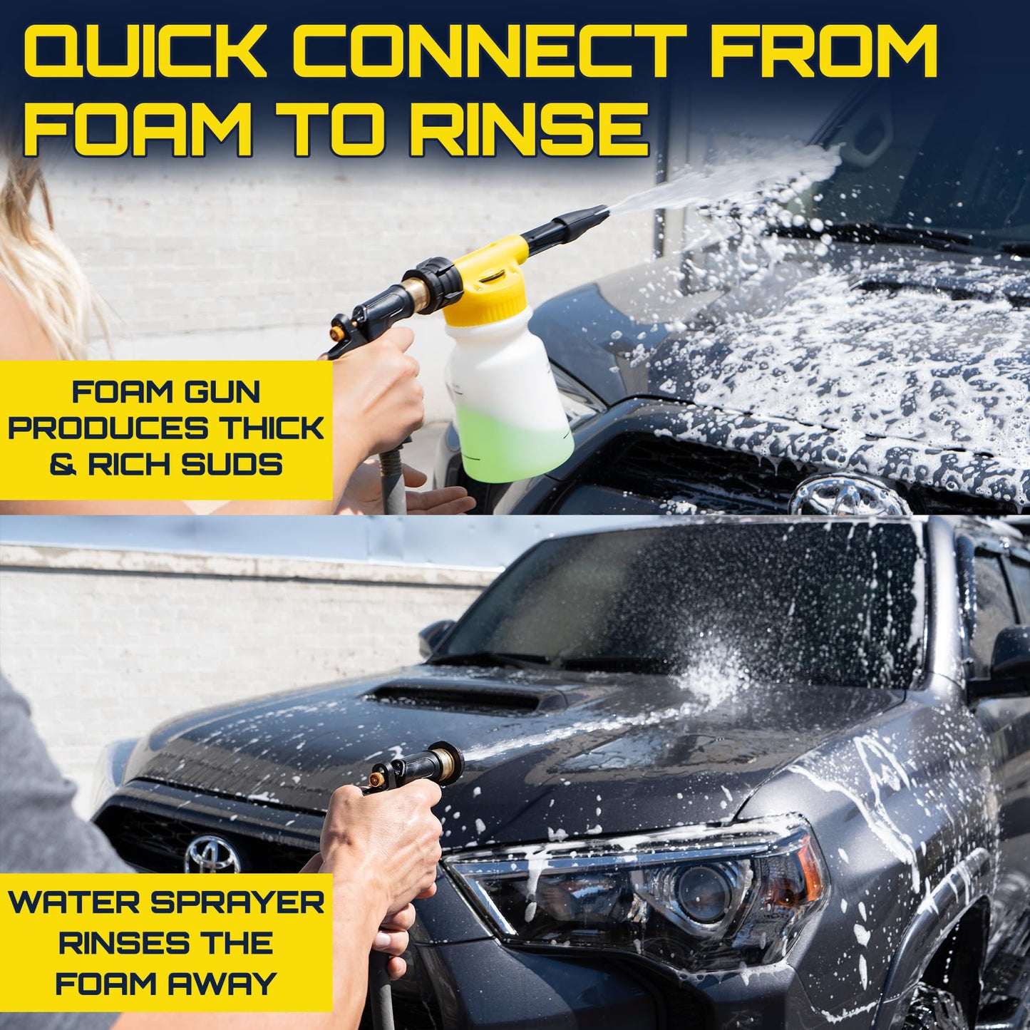 Clean Car USA Foam King™ Car Wash Foam Gun & Microfiber Mitt, Garden Hose Attachment for Scratch-Free Cleaning, Snow Foam Cannon Soap Sprayer, Auto Detailing Kit for Cars, Trucks & More