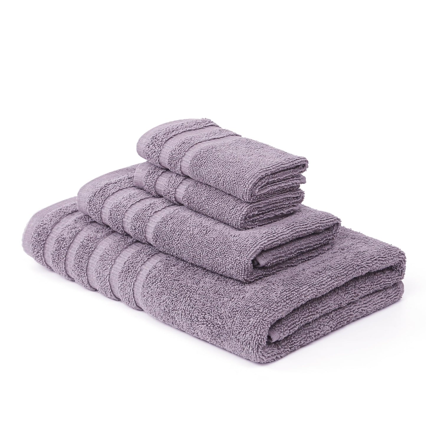 Modern Threads Oxford 6-Piece 100% Cotton Towel Set – Yarn Dyed Jacquard & Solid – Includes 2 Bath Towels, 2 Hand Towels, 2 Washcloths – Absorbent, Quick Dry, Soft & Durable – Lavender