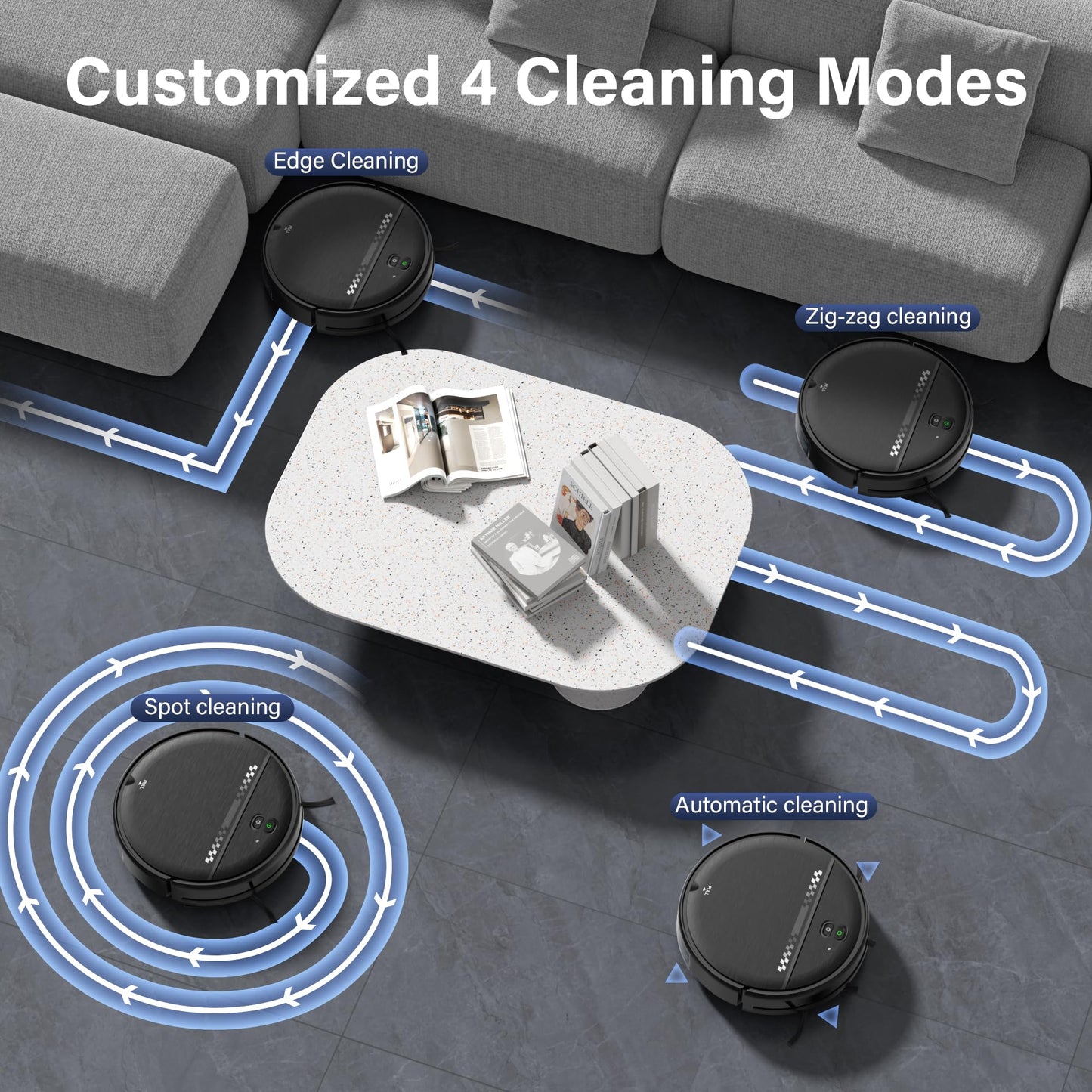 ZC WAS Robot Vacuum and Mop Combo, 2-in-1 Robot Vacuum Cleaner, Perfect for Pet Hair, Hard Floor and Carpet, Anti-Bump, Anti-Fall, App, Voice and Remote Control