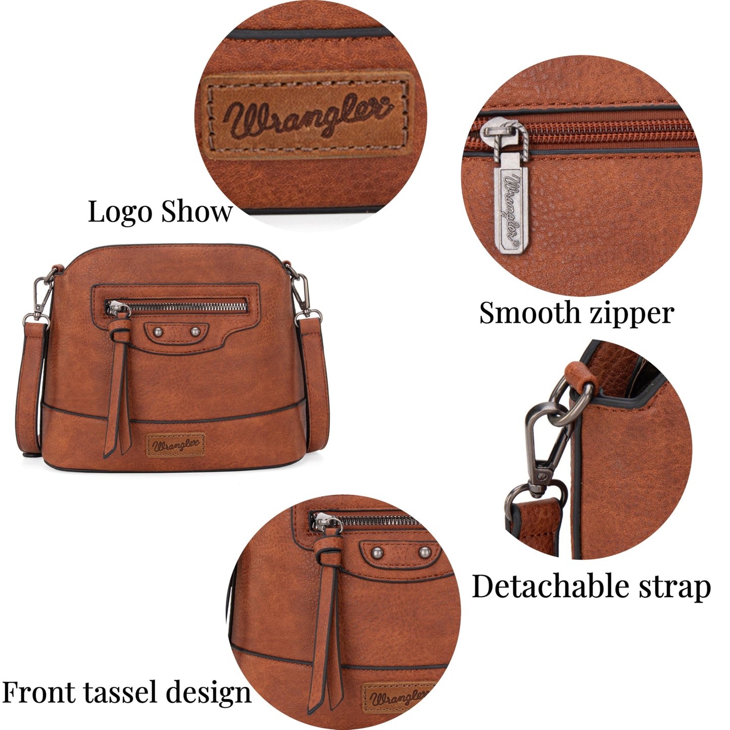 Wrangler Small Crossbody Bags for Women Shoulder Cute Purses and Handbags with Adjustable Strap Brown WG145-211-2BR