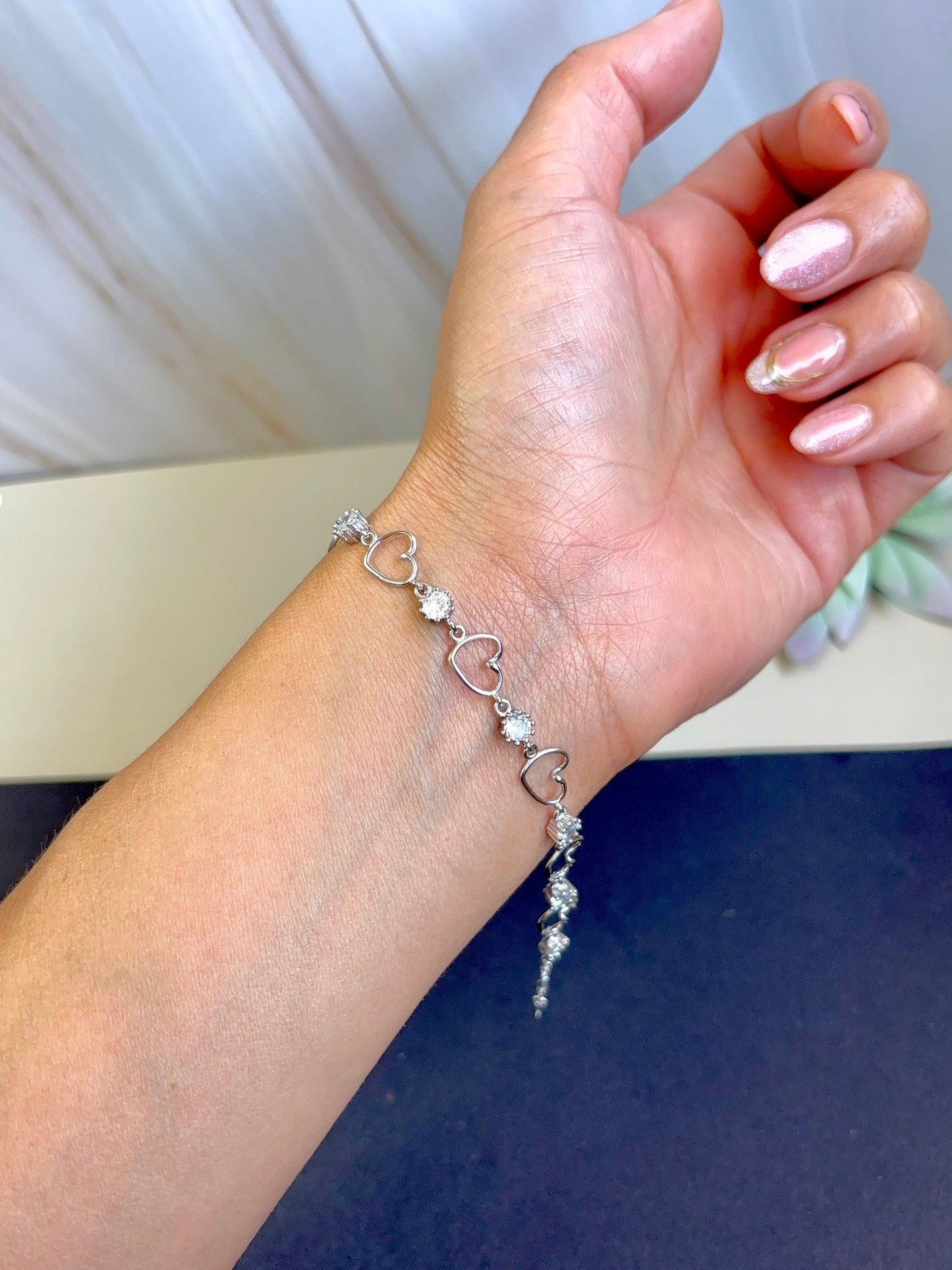 Sterling silver 925 open hearts bracelet | silver 925 link bracelet | Pulseras de plata 925 | pulseras de corazones para mujer
