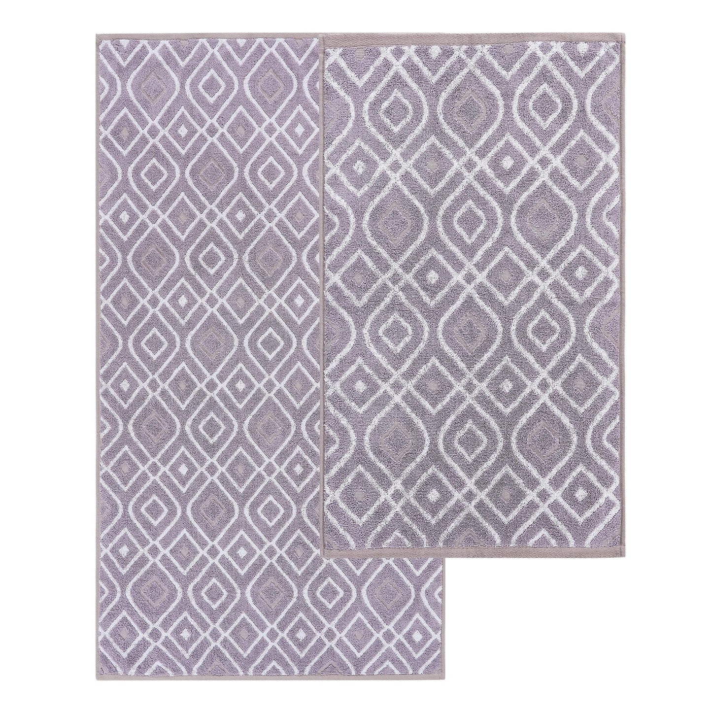 Modern Threads Oxford 6-Piece 100% Cotton Towel Set – Yarn Dyed Jacquard & Solid – Includes 2 Bath Towels, 2 Hand Towels, 2 Washcloths – Absorbent, Quick Dry, Soft & Durable – Lavender