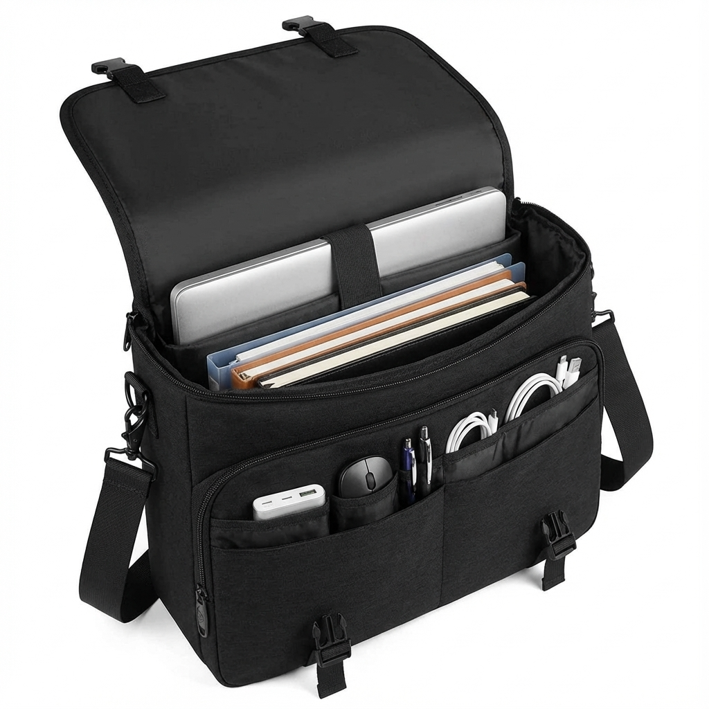 Nylon Messenger Bag – Water-Resistant 15.6″ Laptop Crossbody