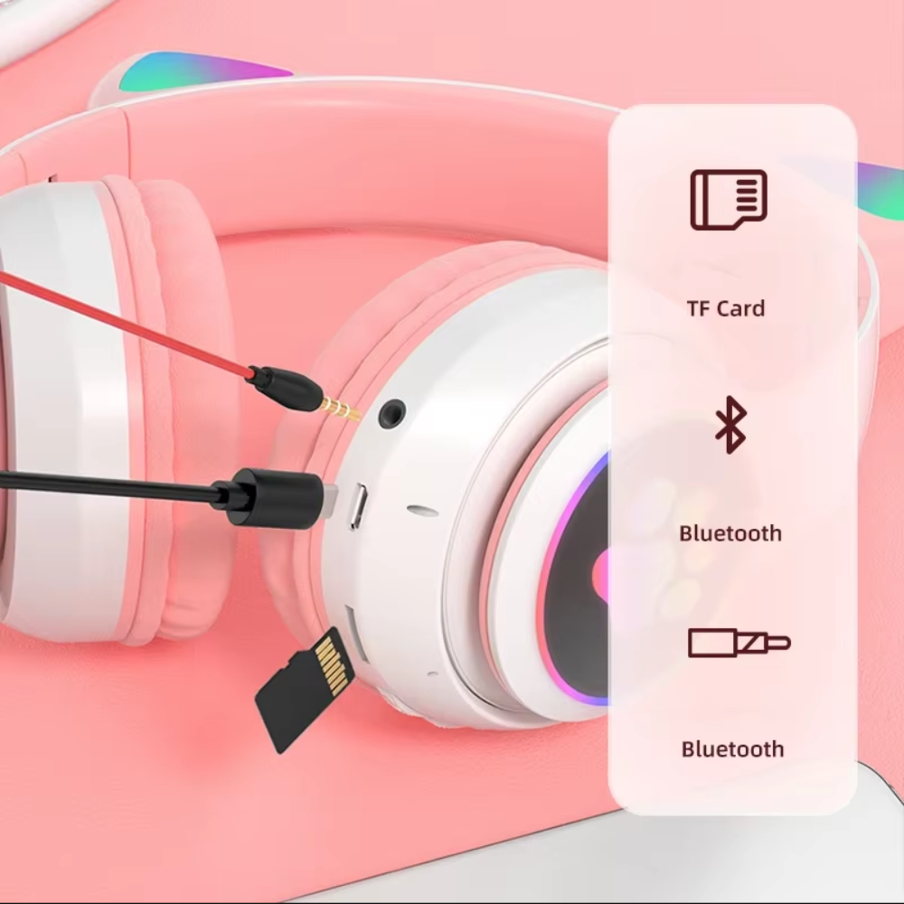 Cartoon LED Cat Ear Bluetooth Headphones