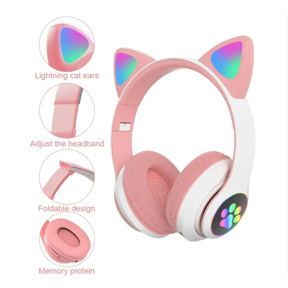 Cartoon LED Cat Ear Bluetooth Headphones