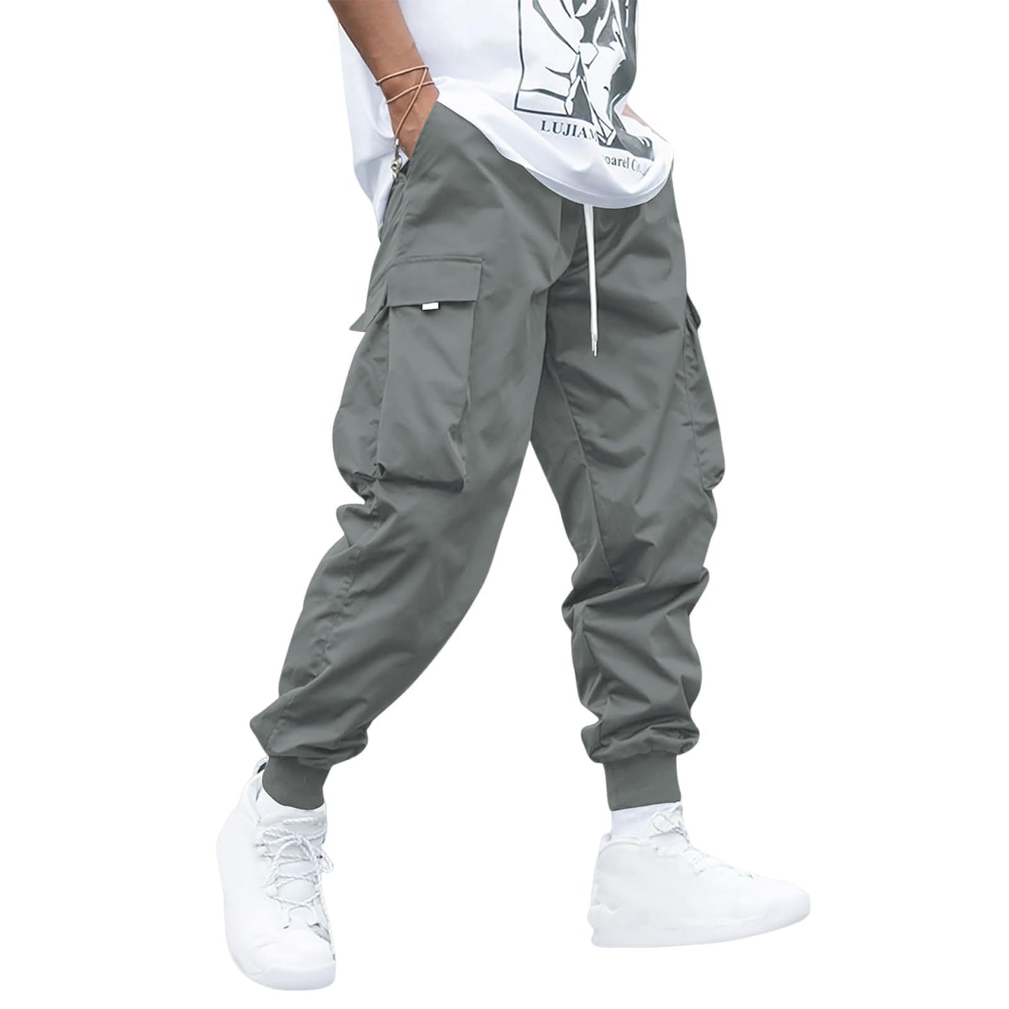 Men’s Multi‑Pocket Drawstring Cargo Pants