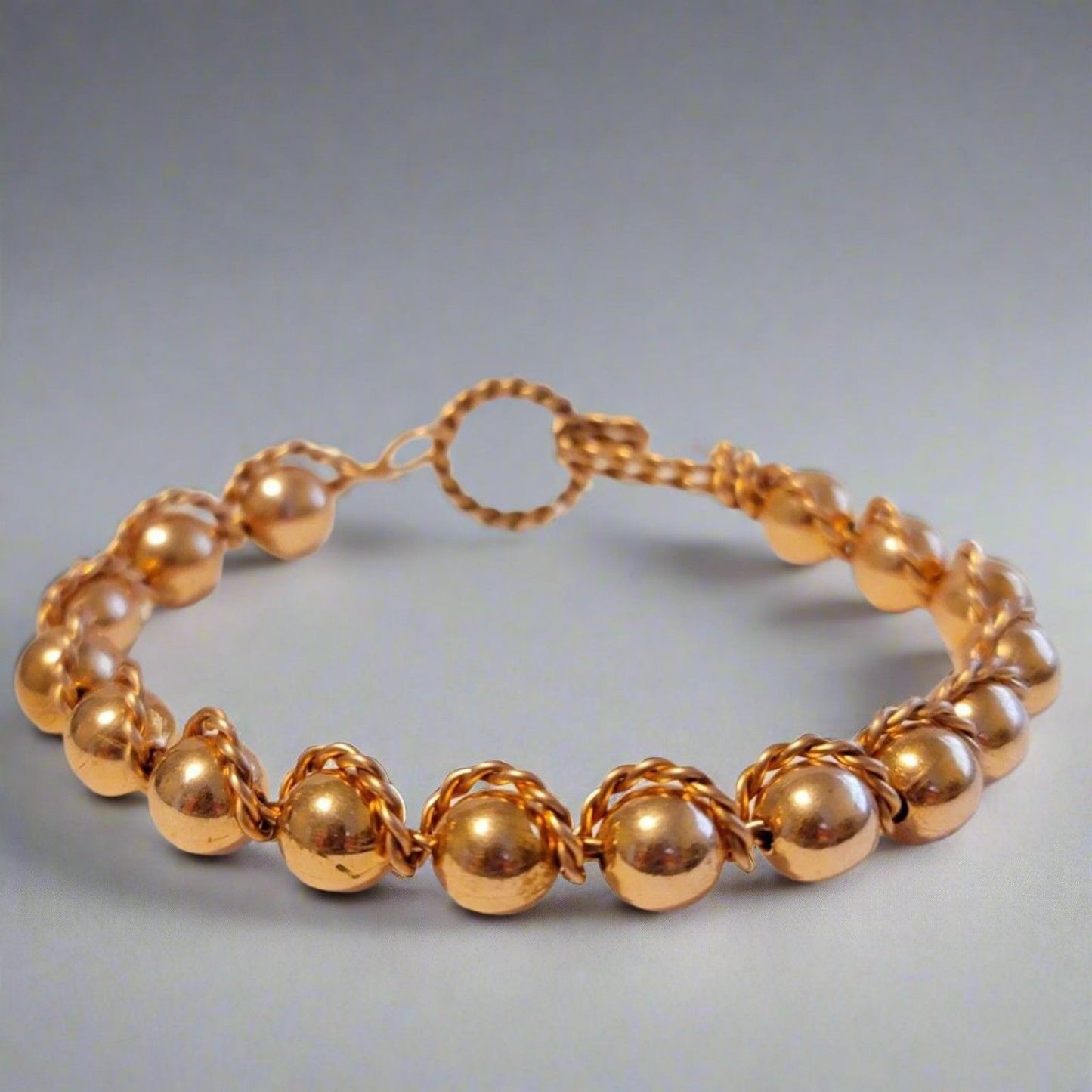 Handmade Twisted Copper Wire Bead Bracelet – Rustic Boho Jewelry