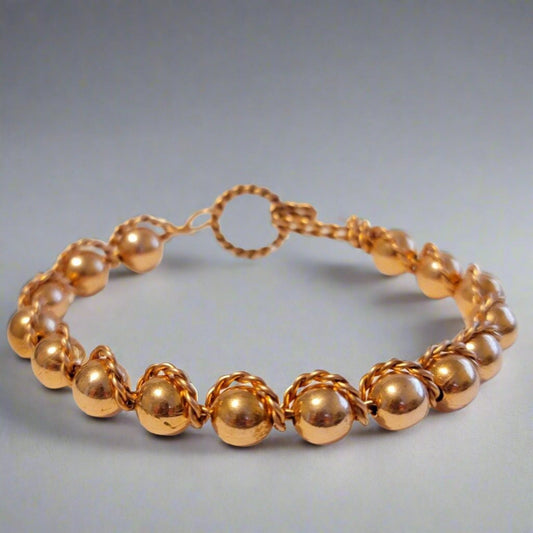 Handmade Twisted Copper Wire Bead Bracelet – Rustic Boho Jewelry