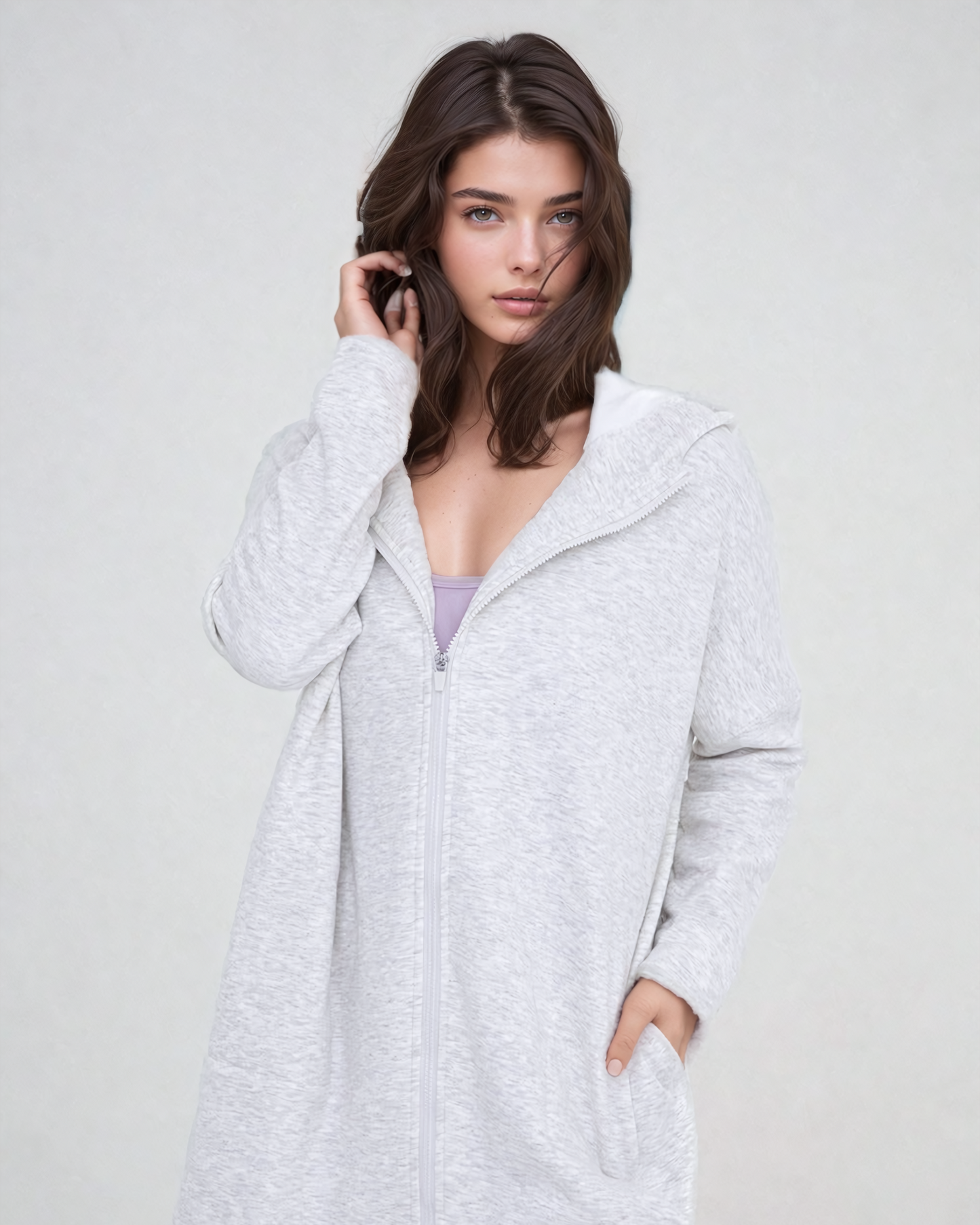 Cozy Comfort  Zip Up Hoodie Jacket Gray